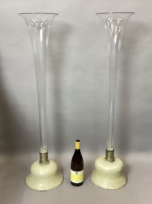 C19TH PAIR OF VERY LARGE TRUMPET VASES 40 INCHES TALL - ADDITIONAL PHOTO 1