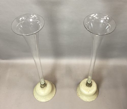 C19TH PAIR OF VERY LARGE TRUMPET VASES 40 INCHES TALL - ADDITIONAL PHOTO 2