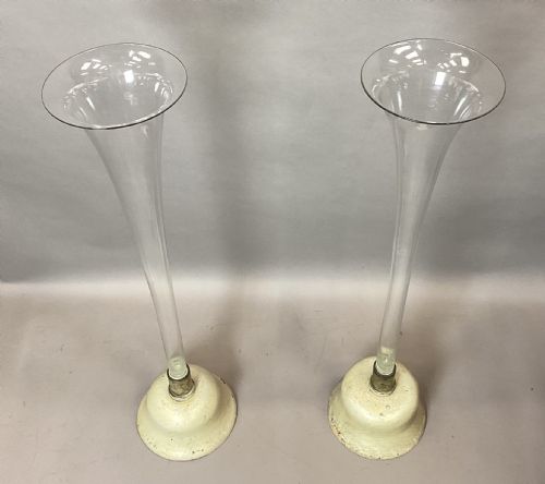 C19TH PAIR OF VERY LARGE TRUMPET VASES 40 INCHES TALL - ADDITIONAL PHOTO 3