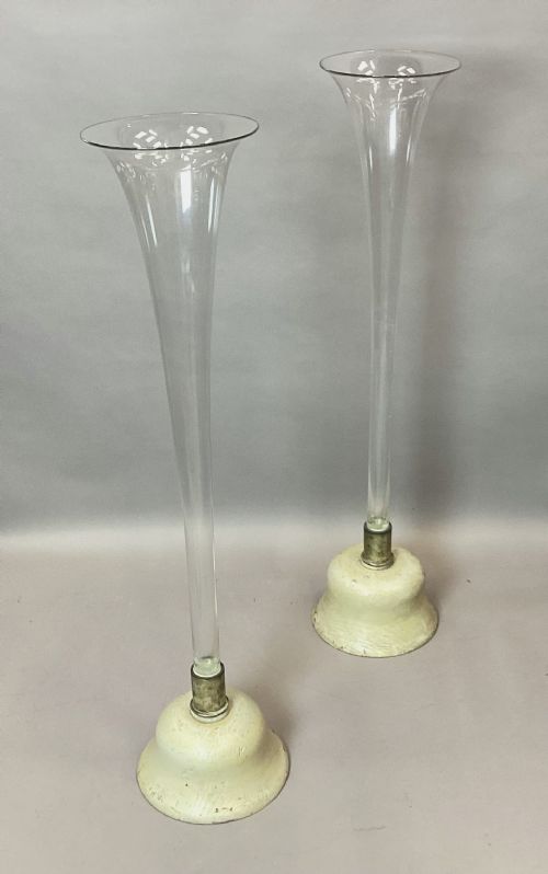 C19TH PAIR OF VERY LARGE TRUMPET VASES 40 INCHES TALL - ADDITIONAL PHOTO 4