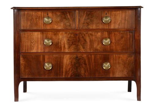 George III Mahogany Chest of Drawers; Unusual Form with Good Large 'Country House' Proportions