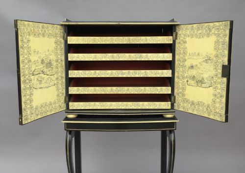 REGENCY CHINOISERIE PENWORK COLLECTORS CABINET ON STAND - ADDITIONAL PHOTO 2