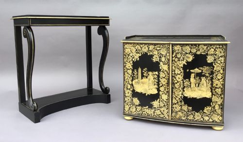 REGENCY CHINOISERIE PENWORK COLLECTORS CABINET ON STAND - ADDITIONAL PHOTO 3