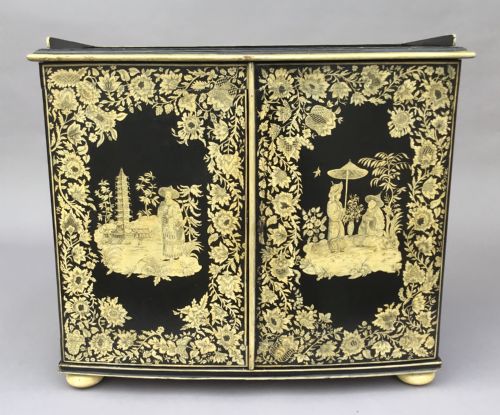 REGENCY CHINOISERIE PENWORK COLLECTORS CABINET ON STAND - ADDITIONAL PHOTO 5