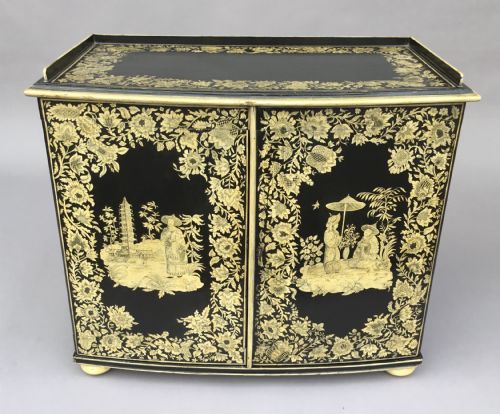 REGENCY CHINOISERIE PENWORK COLLECTORS CABINET ON STAND - ADDITIONAL PHOTO 13