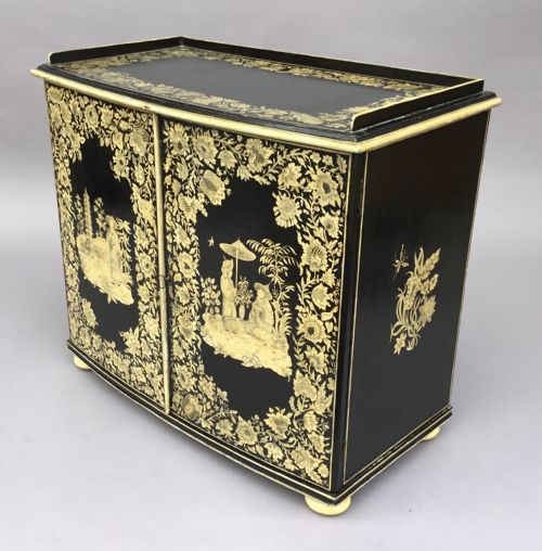 REGENCY CHINOISERIE PENWORK COLLECTORS CABINET ON STAND - ADDITIONAL PHOTO 15