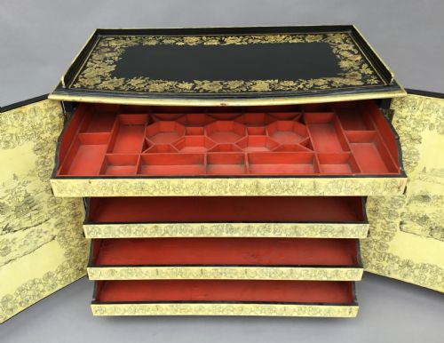 REGENCY CHINOISERIE PENWORK COLLECTORS CABINET ON STAND - ADDITIONAL PHOTO 16