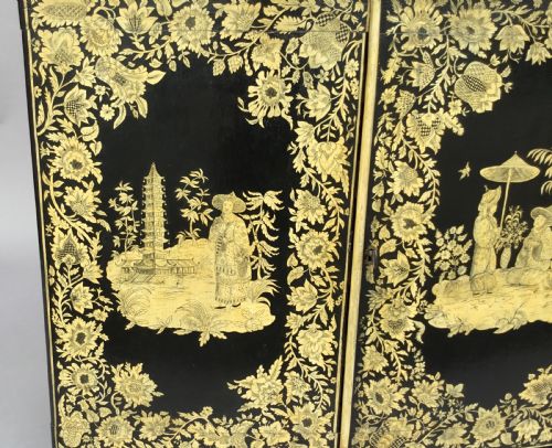 REGENCY CHINOISERIE PENWORK COLLECTORS CABINET ON STAND - ADDITIONAL PHOTO 19