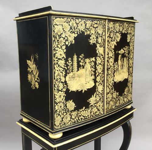 REGENCY CHINOISERIE PENWORK COLLECTORS CABINET ON STAND - ADDITIONAL PHOTO 22
