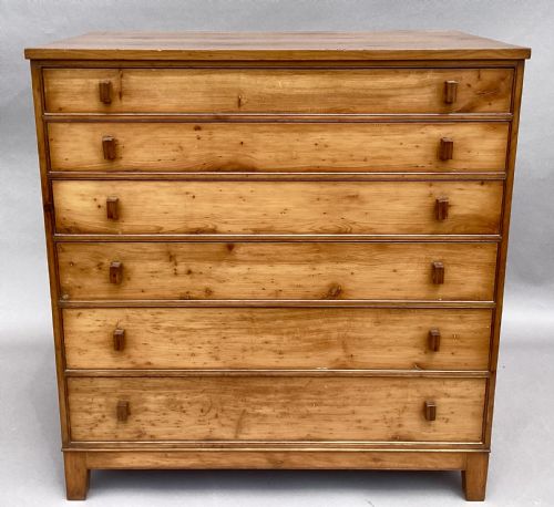 ARTS AND CRAFTS SOLID YEW WOOD CHEST OF DRAWERS IN THE MANNER OF EDWARD BARNSLEY - ADDITIONAL PHOTO 1