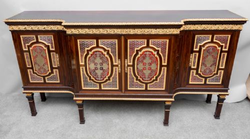 C19TH ROSEWOOD AND BOULLE BREAKFRONT SIDE CABINET - ADDITIONAL PHOTO 1