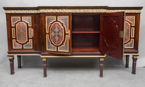 C19TH ROSEWOOD AND BOULLE BREAKFRONT SIDE CABINET - ADDITIONAL PHOTO 9