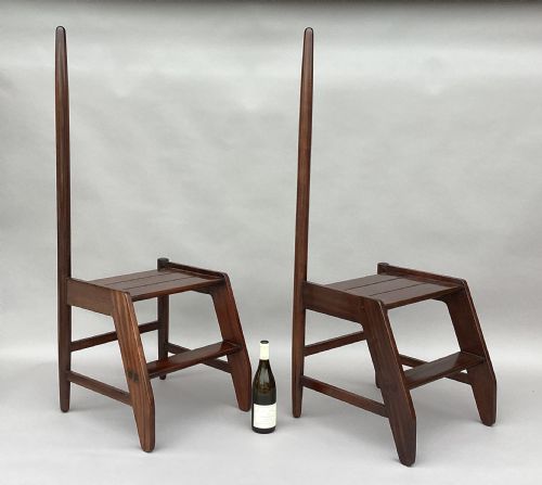 EARLY C20TH PAIR OF MAHOGANY LIBRARY STEPS OF UNUSUAL FORM PROVENANCE 'LONDON LIBRARY' - ADDITIONAL PHOTO 1