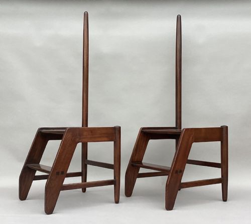 EARLY C20TH PAIR OF MAHOGANY LIBRARY STEPS OF UNUSUAL FORM PROVENANCE 'LONDON LIBRARY' - ADDITIONAL PHOTO 6