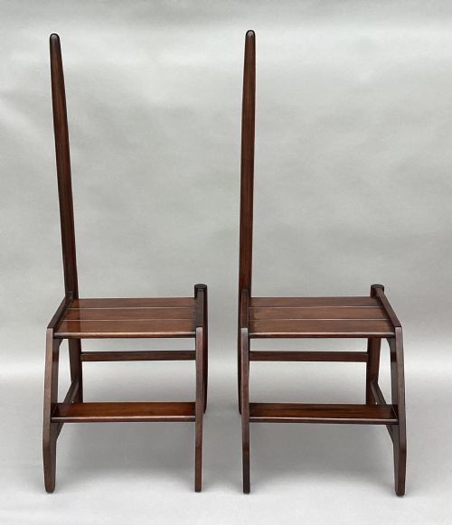 EARLY C20TH PAIR OF MAHOGANY LIBRARY STEPS OF UNUSUAL FORM PROVENANCE 'LONDON LIBRARY' - ADDITIONAL PHOTO 14