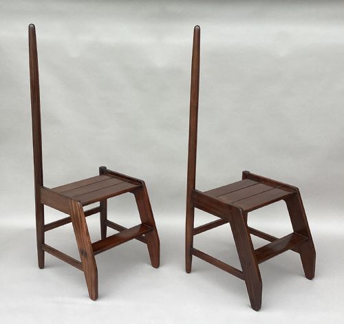 EARLY C20TH PAIR OF MAHOGANY LIBRARY STEPS OF UNUSUAL FORM PROVENANCE 'LONDON LIBRARY' - ADDITIONAL PHOTO 15