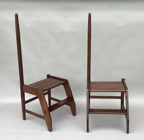 EARLY C20TH PAIR OF MAHOGANY LIBRARY STEPS OF UNUSUAL FORM PROVENANCE 'LONDON LIBRARY' - ADDITIONAL PHOTO 16