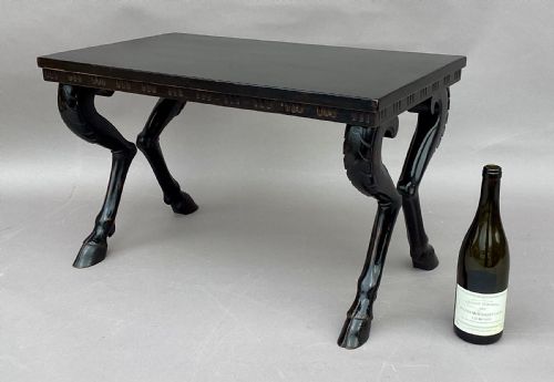 C19TH EBONISED LOW TABLE STOOL OF AN ECCENTRIC DESIGN - ADDITIONAL PHOTO 1