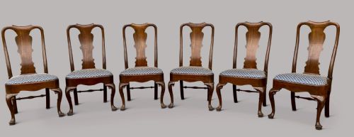 GEORGE II RED WALNUT SET OF 6 SIDE DINING CHAIRS - ADDITIONAL PHOTO 2