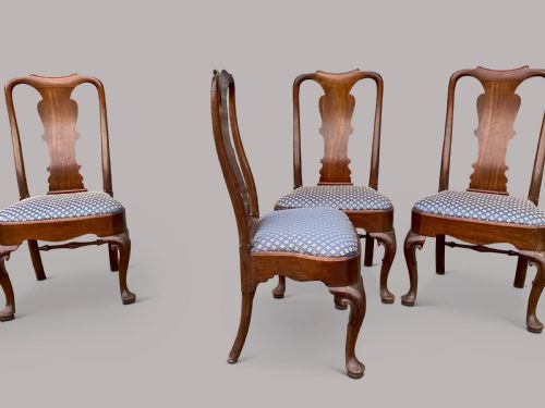 GEORGE II RED WALNUT SET OF 6 SIDE DINING CHAIRS - ADDITIONAL PHOTO 5