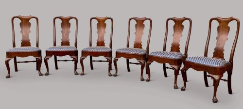 GEORGE II RED WALNUT SET OF 6 SIDE DINING CHAIRS - ADDITIONAL PHOTO 10