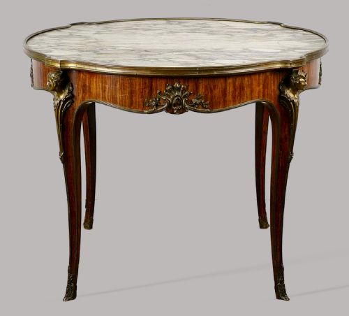 C19TH FRENCH KINGWOOD MARBLE TOP CENTRE TABLE - ADDITIONAL PHOTO 1
