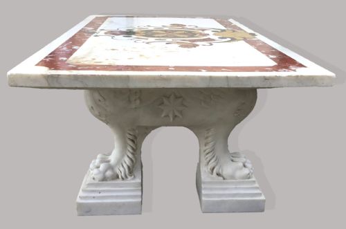 C18TH LARGE ITALIAN MARBLE LOW CENTRE TABLE WITH INLAID SPECIMEN MARBLE - ADDITIONAL PHOTO 4