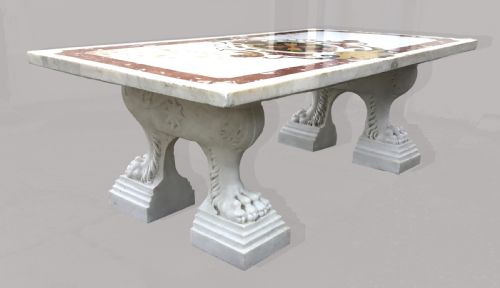 C18TH LARGE ITALIAN MARBLE LOW CENTRE TABLE WITH INLAID SPECIMEN MARBLE - ADDITIONAL PHOTO 6