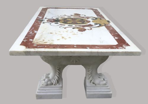 C18TH LARGE ITALIAN MARBLE LOW CENTRE TABLE WITH INLAID SPECIMEN MARBLE - ADDITIONAL PHOTO 11