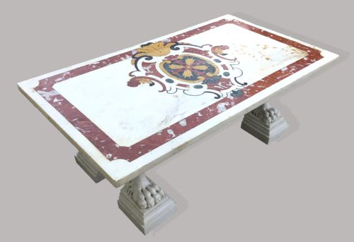 C18TH LARGE ITALIAN MARBLE LOW CENTRE TABLE WITH INLAID SPECIMEN MARBLE - ADDITIONAL PHOTO 14