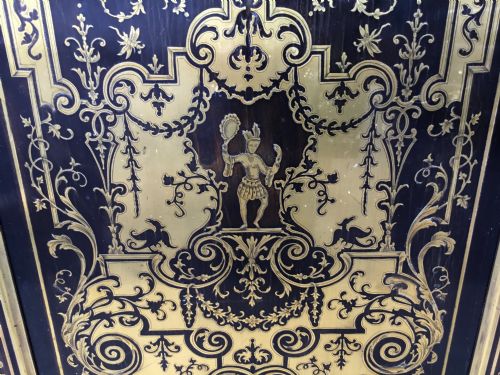 C19TH ENGLISH EBONY AND BOULLE BREAKFRONT SIDE CABINET - ADDITIONAL PHOTO 5