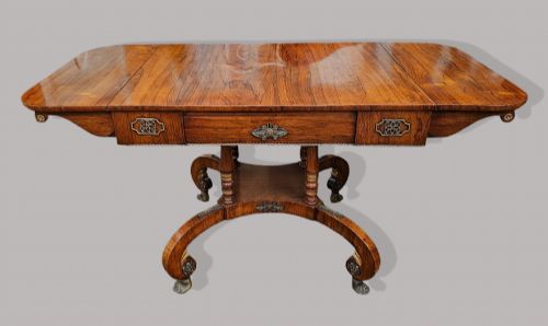 REGENCY ROSEWOOD AND GILT BRASS CENTRE TABLE SOFA TABLE - ADDITIONAL PHOTO 4