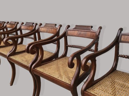 HANDSOME REGENCY SET OF 6 MAHOGANY ELBOW OPEN ARMCHAIRS - ADDITIONAL PHOTO 1