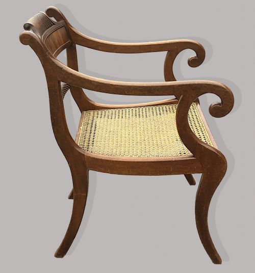 HANDSOME REGENCY SET OF 6 MAHOGANY ELBOW OPEN ARMCHAIRS - ADDITIONAL PHOTO 5