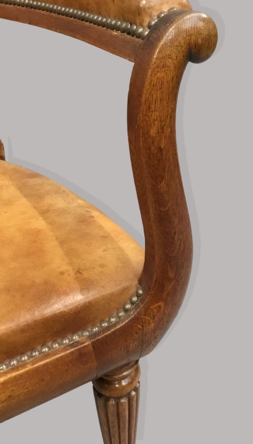 REGENCY PAIR OF OAK AND LEATHER LIBRARY CHAIRS - ADDITIONAL PHOTO 8