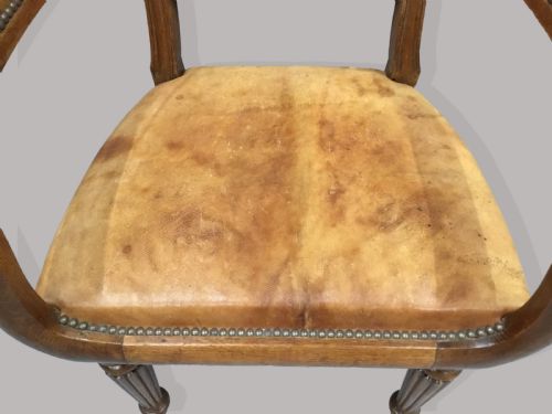REGENCY PAIR OF OAK AND LEATHER LIBRARY CHAIRS - ADDITIONAL PHOTO 17