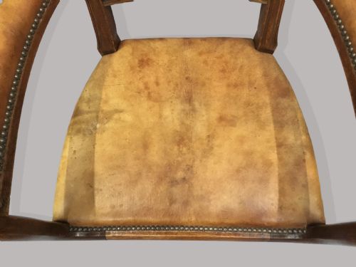 REGENCY PAIR OF OAK AND LEATHER LIBRARY CHAIRS - ADDITIONAL PHOTO 18