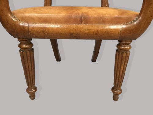REGENCY PAIR OF OAK AND LEATHER LIBRARY CHAIRS - ADDITIONAL PHOTO 22