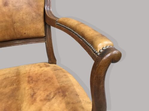 REGENCY PAIR OF OAK AND LEATHER LIBRARY CHAIRS - ADDITIONAL PHOTO 23
