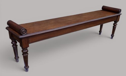 REGENCY MAHOGANY HALL BENCH WINDOW SEAT 6FT WIDE