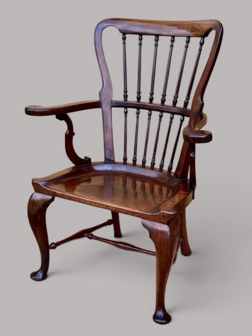 GEORGE II MAHOGANY WINDSOR TYPE ARMCHAIR - ADDITIONAL PHOTO 3