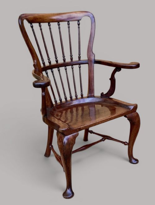 GEORGE II MAHOGANY WINDSOR TYPE ARMCHAIR - ADDITIONAL PHOTO 9