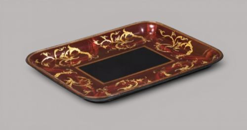 REGENCY PAPIERMCH TRAY RETAINING ITS UNUSUAL ORIGINAL DECORATION - ADDITIONAL PHOTO 1