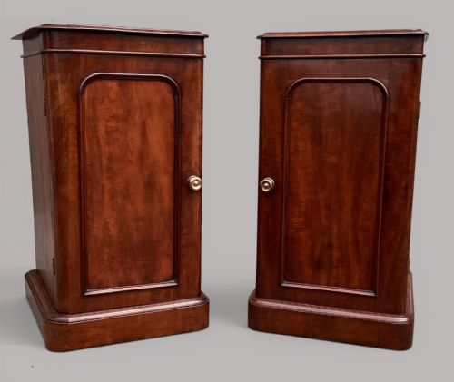 GEORGE IV PAIR OF MAHOGANY PEDESTAL BEDSIDE CUPBOARDS ATTRIBUTED TO HOLLAND SONS - ADDITIONAL PHOTO 1
