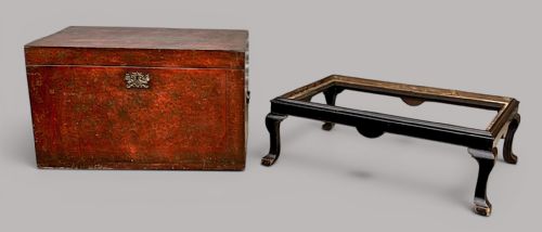 C19TH INDIAN RED LACQUERED TRUNK CHEST ON STAND - ADDITIONAL PHOTO 4