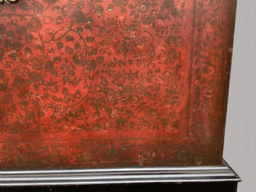C19TH INDIAN RED LACQUERED TRUNK CHEST ON STAND - ADDITIONAL PHOTO 14