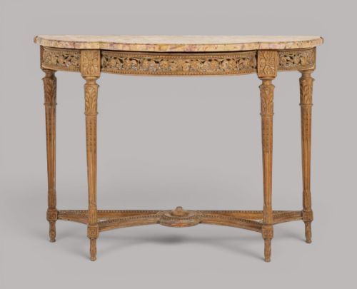 C18TH LOUIS XVI WALNUT MARBLE TOP CONSOLE TABLE - ADDITIONAL PHOTO 3