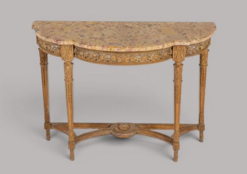 C18TH LOUIS XVI WALNUT MARBLE TOP CONSOLE TABLE - ADDITIONAL PHOTO 6