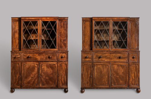 Rare Pair of Regency Mahogany Library Bookcases Attributed to Gillows