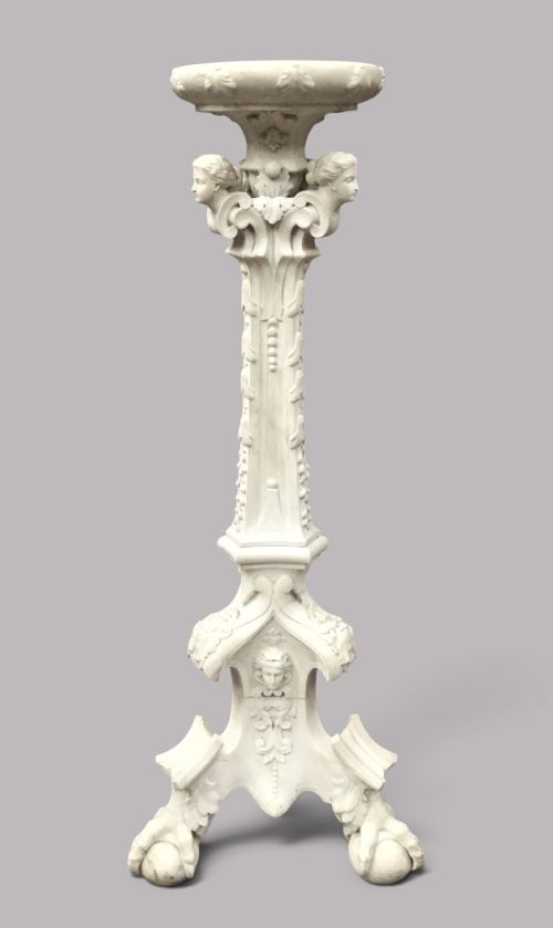 C19th Italian Carved 'Carrara' Marble Torchere Stand